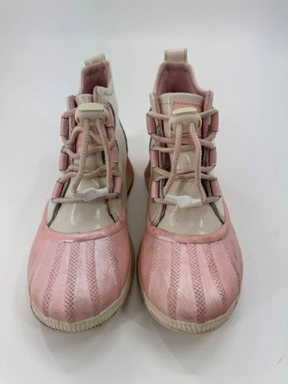 Sorel Youth Out N About Waterproof Duck Boots Size 4 Chalk/ Pink